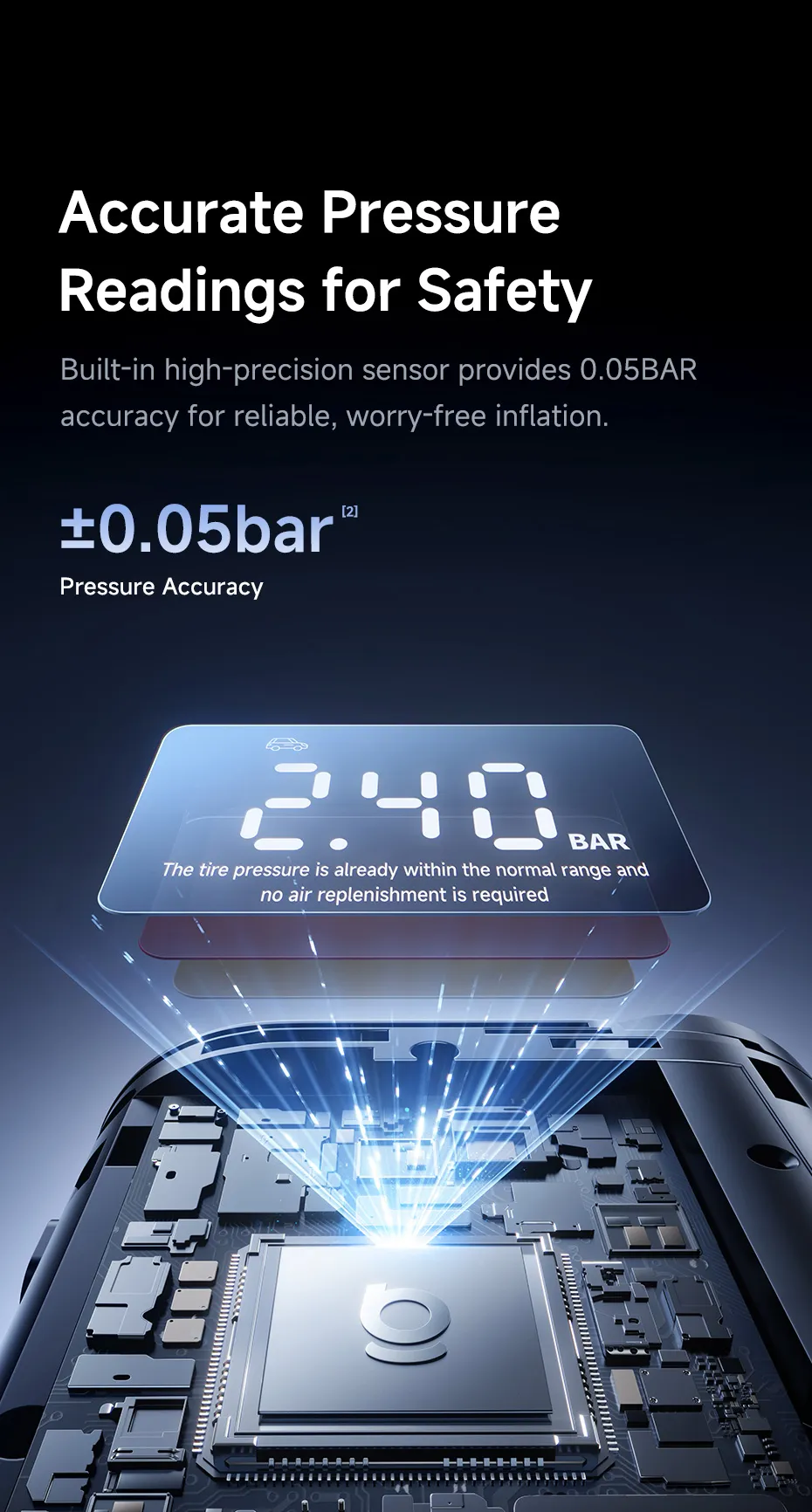 Công suất mạnh mẽ của động cơ bơm lốp 110W