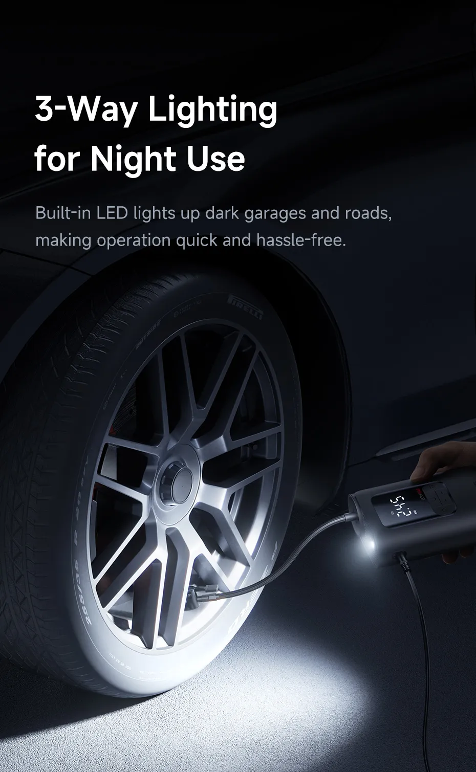 Trọn bộ phụ kiện đi kèm bơm lốp Baseus GoTrip VA1 Max