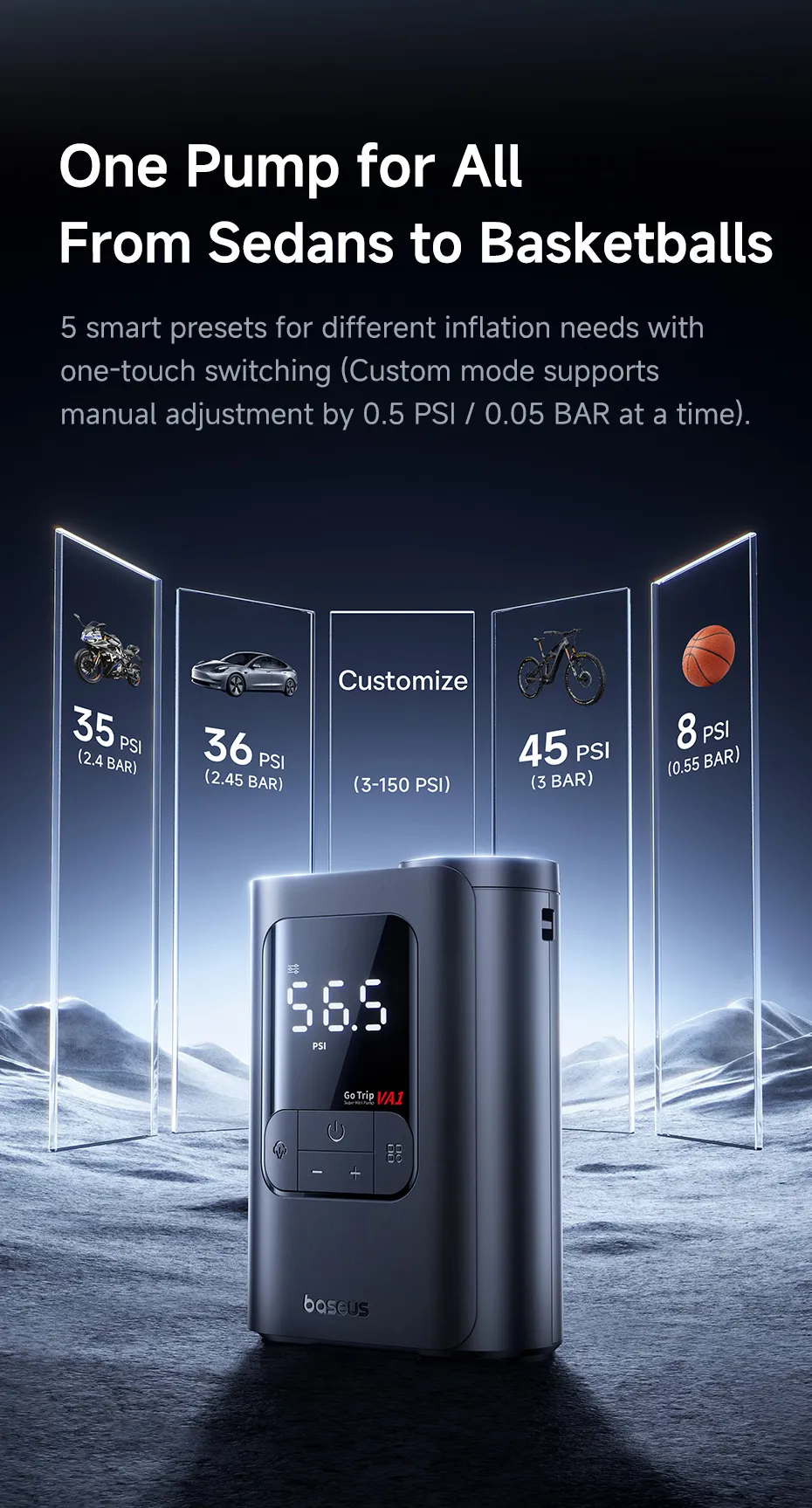 So sánh kích thước bơm lốp Baseus với điện thoại