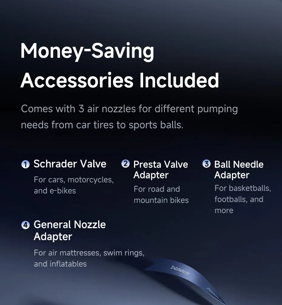 Ứng dụng đa dạng của bơm lốp không dây Baseus GoTrip VA1 Max