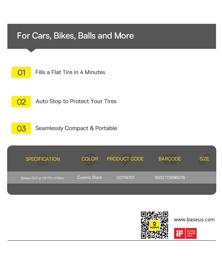 Hình ảnh thực tế của bơm lốp không dây Baseus
