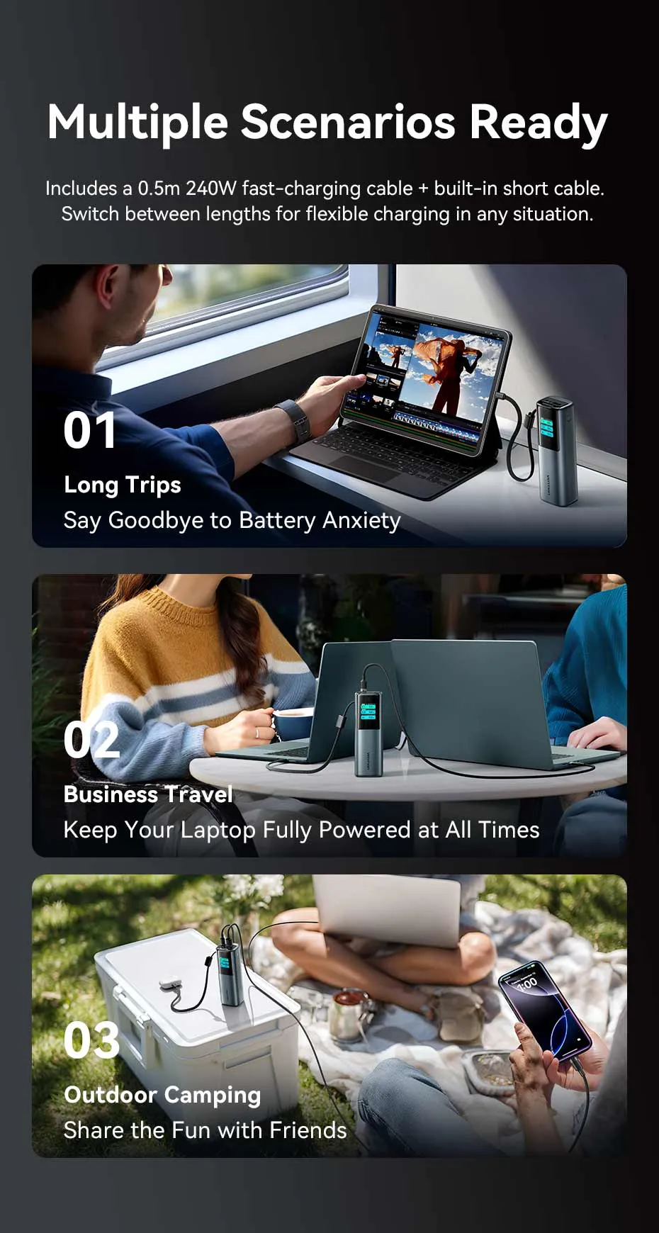 Hiển thị công suất sạc nhanh trên màn hình pin VENTION FKF