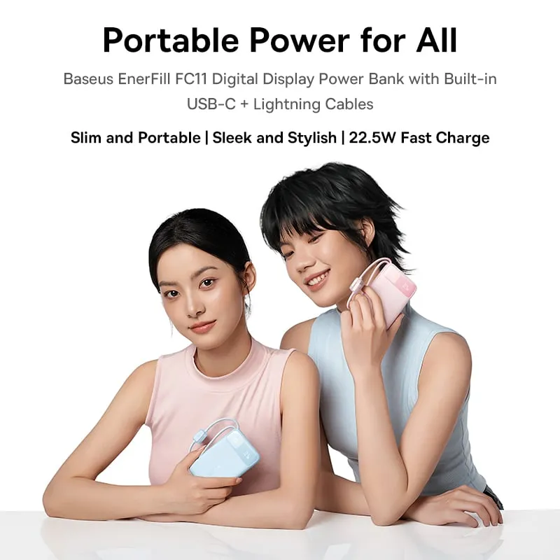 Pin sạc dự phòng Baseus FC11 10000mAh 22.5W tích hợp hai cáp sạc