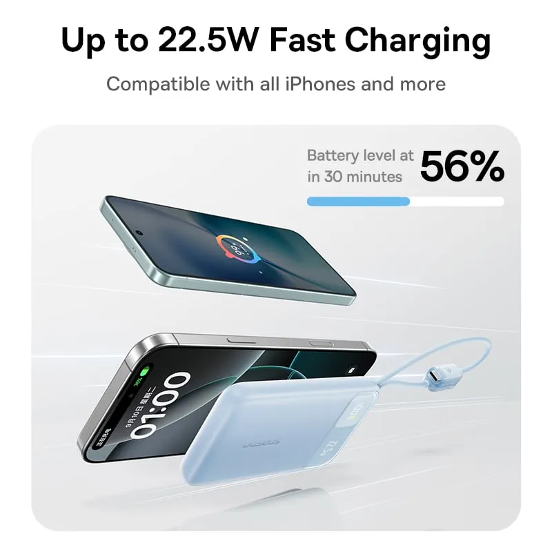 Cáp sạc Lightning và Type-C tích hợp sẵn trên pin dự phòng Baseus