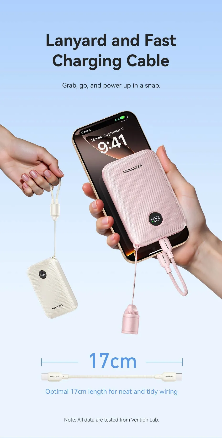 Cận cảnh cổng sạc tích hợp của VENTION 10000mAh 22.5W