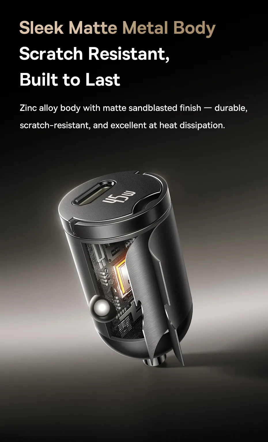 Thiết kế nhỏ gọn của tẩu sạc Baseus PrimeTrip VP2 khi cắm trên xe