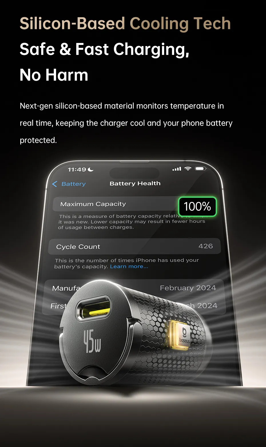 Tẩu sạc Baseus PrimeTrip VP2 sạc nhanh an toàn với chip thông minh