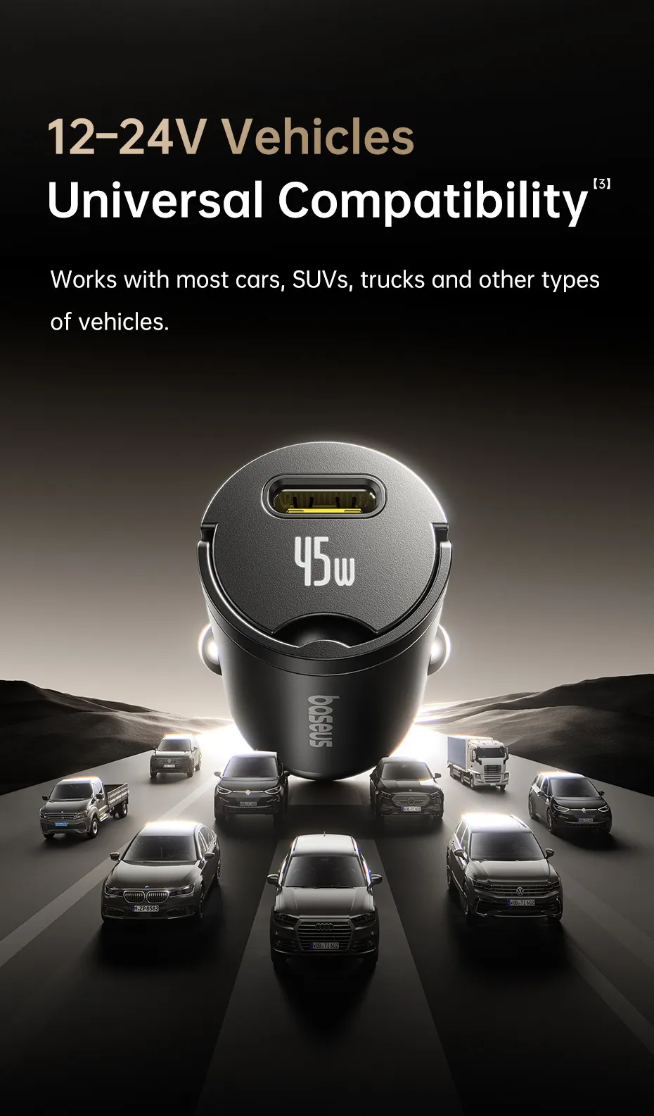 Vật liệu cao cấp và hoàn thiện mờ của tẩu sạc Baseus 45W