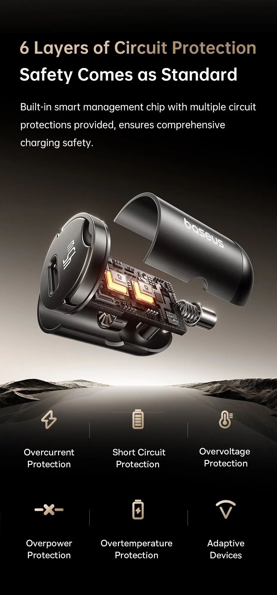 Tẩu sạc ô tô Baseus PrimeTrip VP2 tương thích với nhiều dòng xe