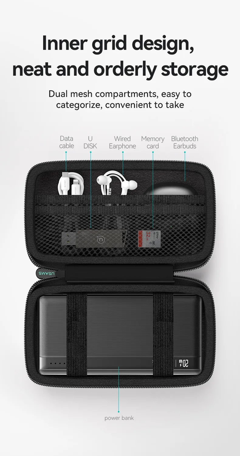 Sắp xếp khoa học với đai thun và túi lưới tiện lợi