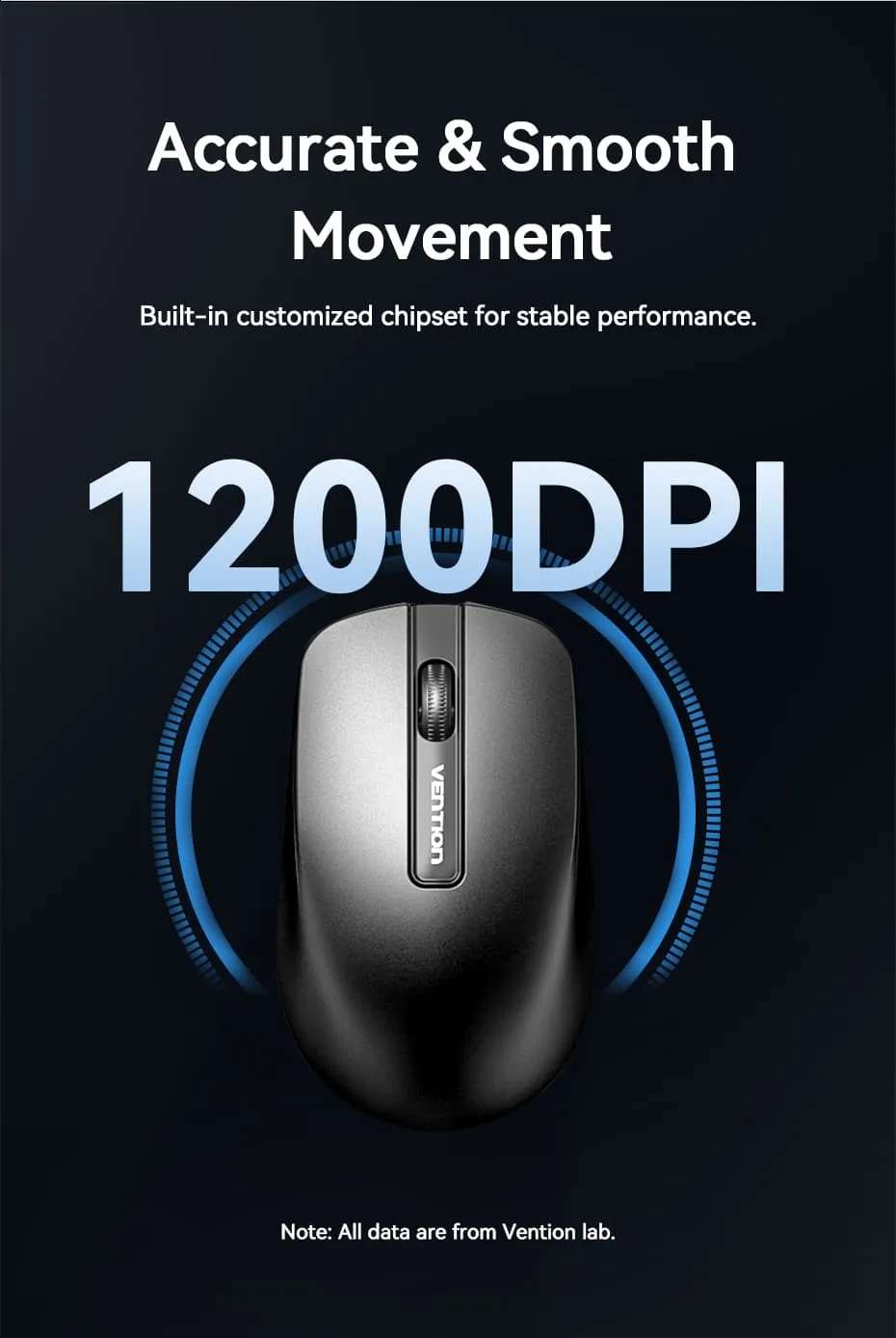 Vị trí lắp pin và USB receiver trên chuột VENTION KTB - 07