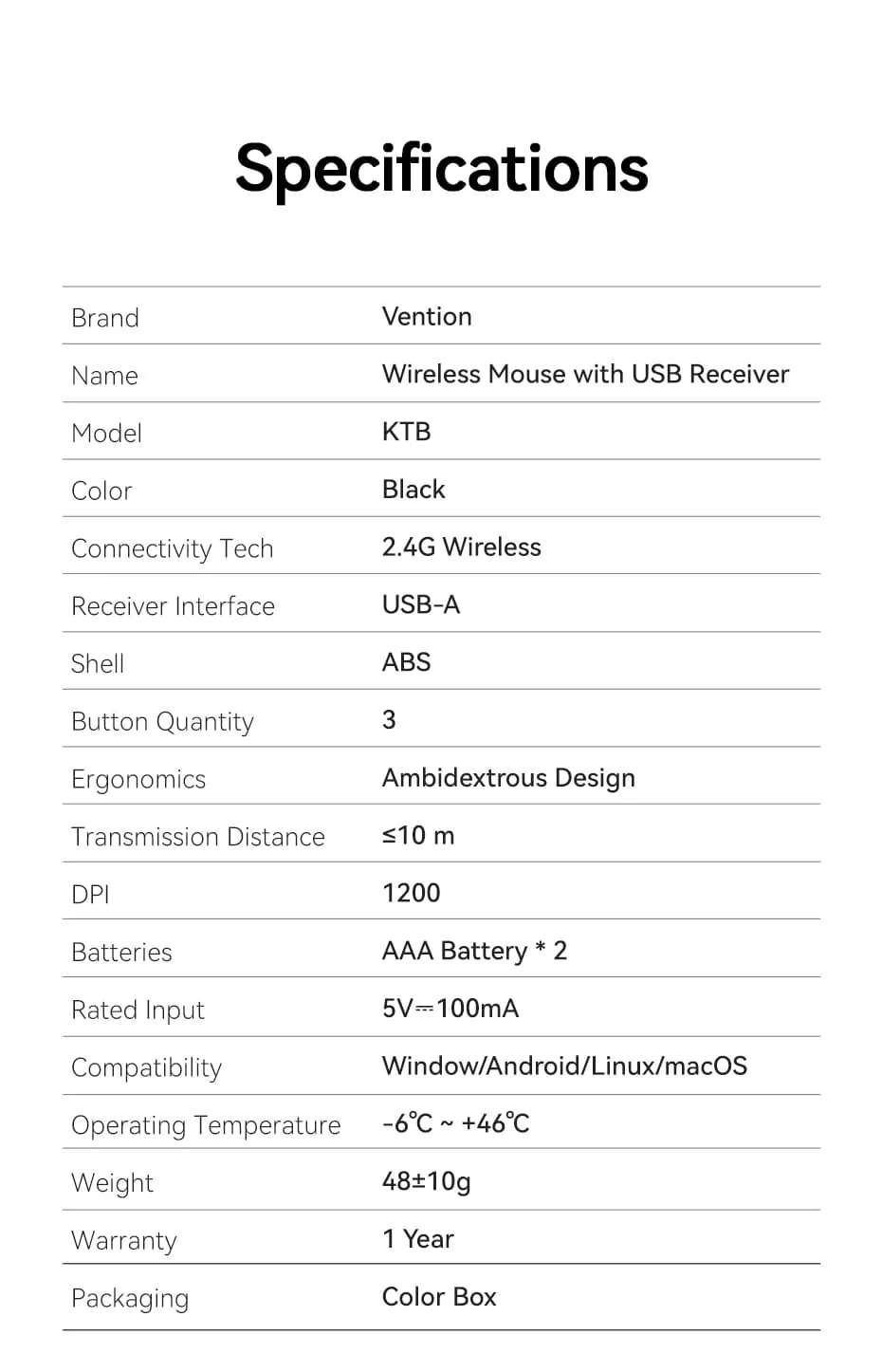 Chuột không dây VENTION KTB và USB Receiver đi kèm - 11