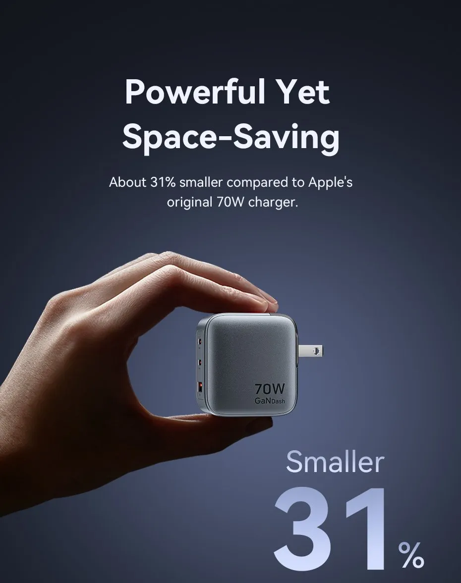 Minh họa củ sạc VENTION 70W sạc nhanh laptop và điện thoại