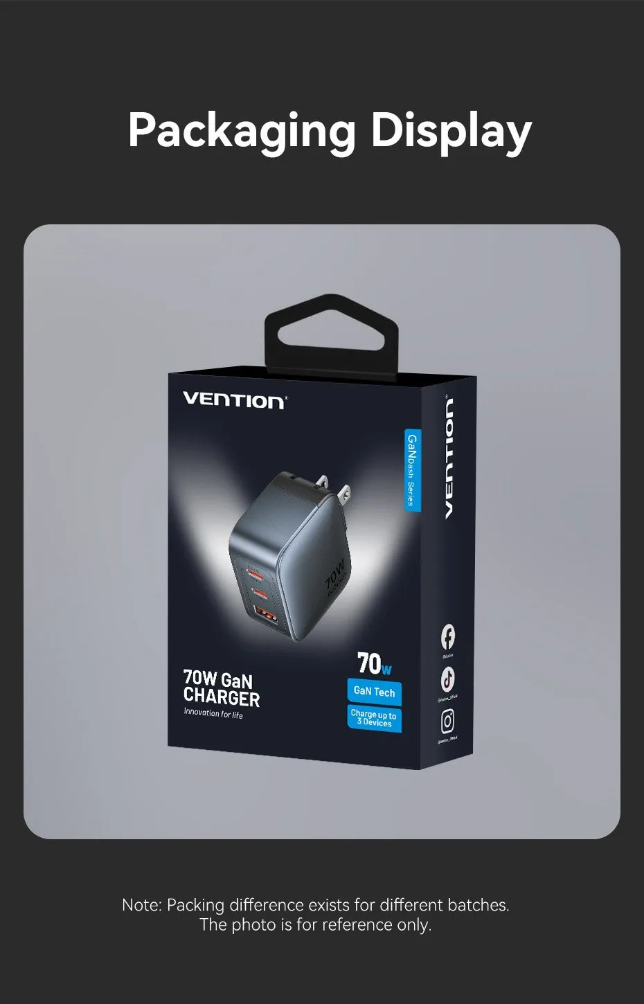 Mã sản phẩm VENTION FEX-US 70W GaN Charger