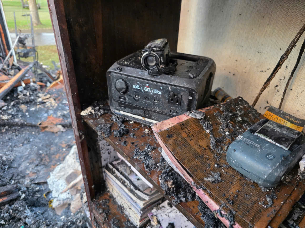 Trạm sạc EcoFlow River 3 Plus vẫn hoạt động sau vụ cháy nhà - độ bền ấn tượng