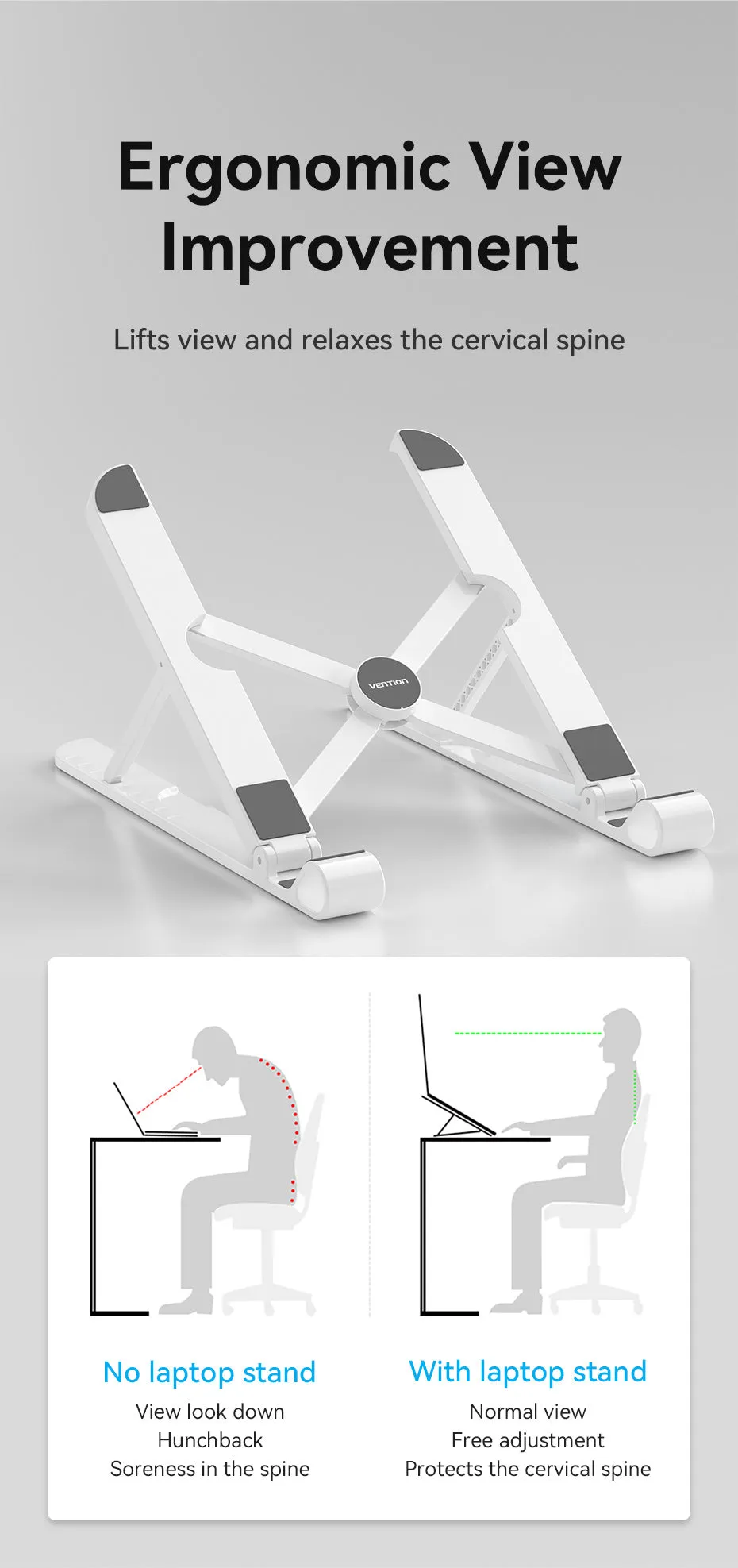 Giá đỡ laptop Vention KDN thiết kế gấp gọn tiện lợi mang theo