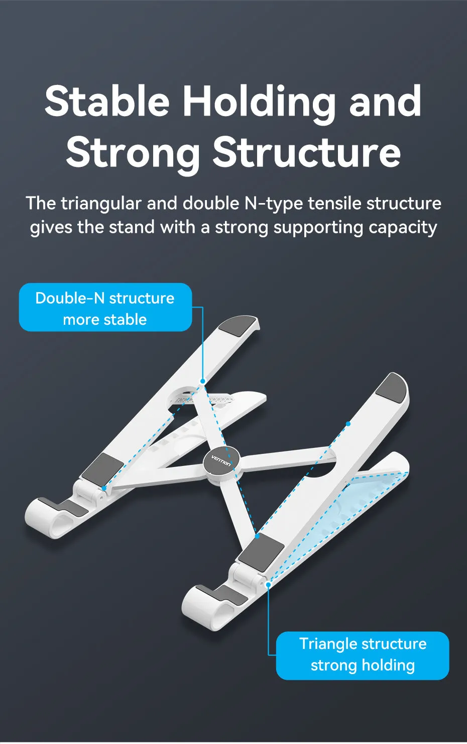 Giá đỡ laptop gấp gọn Vention KDN điều chỉnh nhiều góc độ linh hoạt