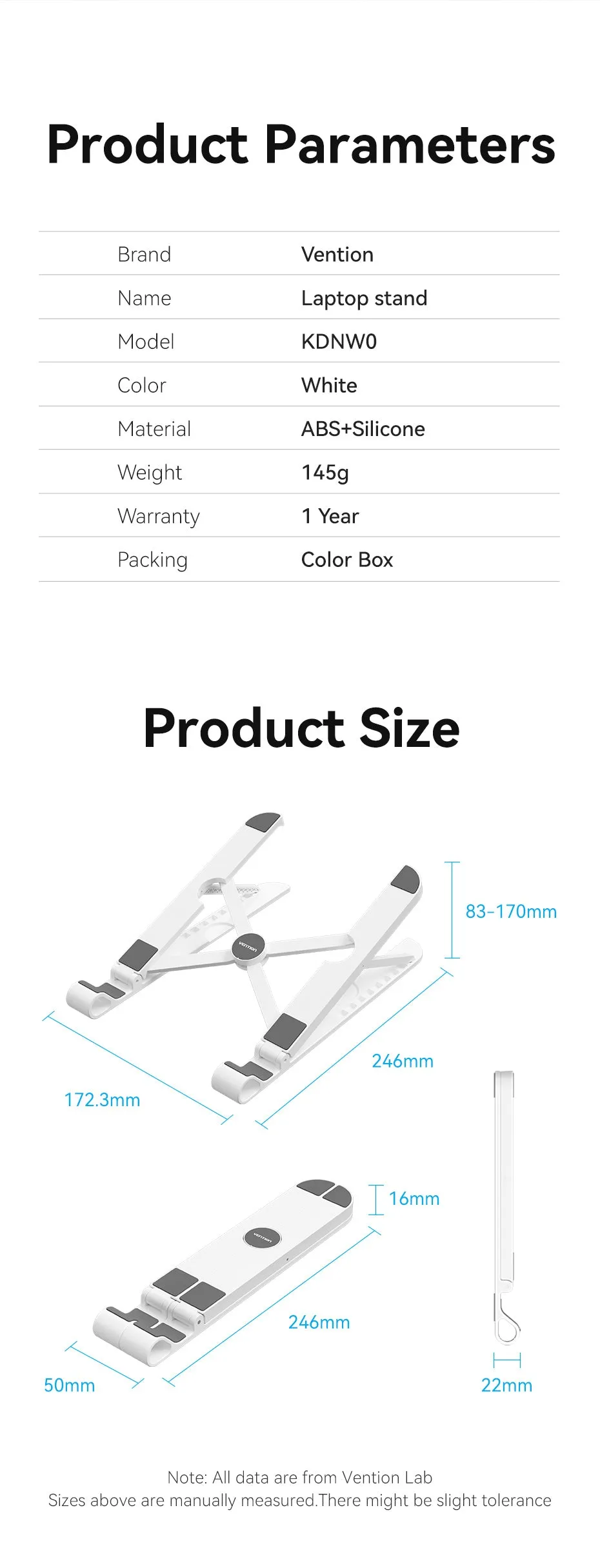 Giá đỡ laptop Vention KDN tương thích nhiều kích cỡ laptop