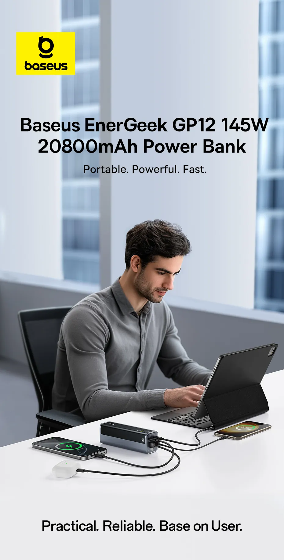 Pin dự phòng Baseus EnerGeek GP12 20800mAh 145W sạc nhanh laptop