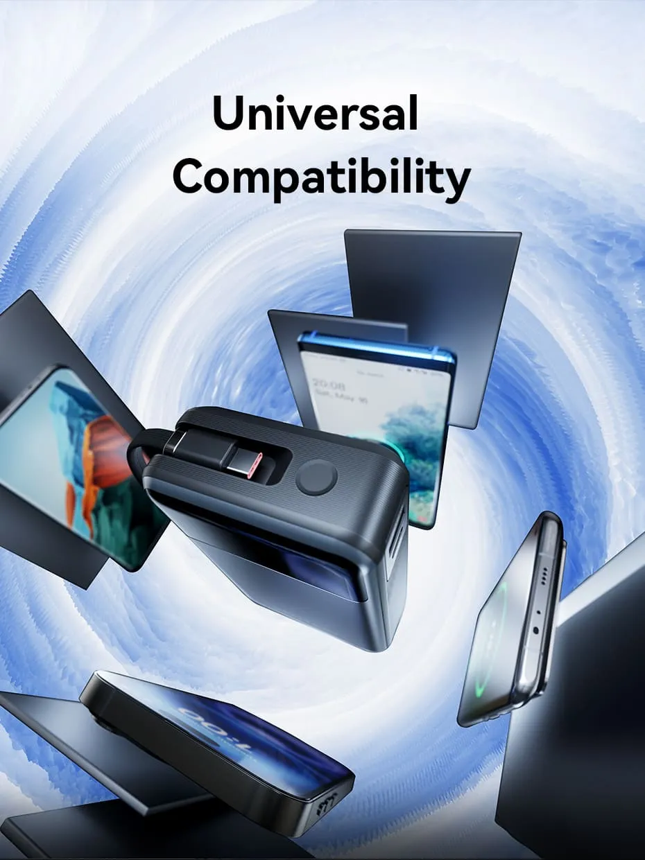 Cận cảnh cổng sạc và cáp tích hợp của pin Vention Dash FHY 65W