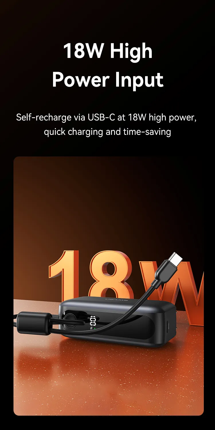 Sạc nhanh 22.5W qua cáp Type-C tích hợp của USAMS CD260