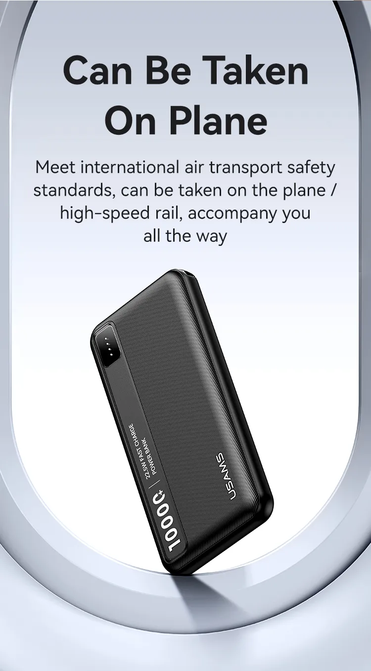 Pin sạc USAMS 10000mAh thiết kế mỏng và gọn nhẹ