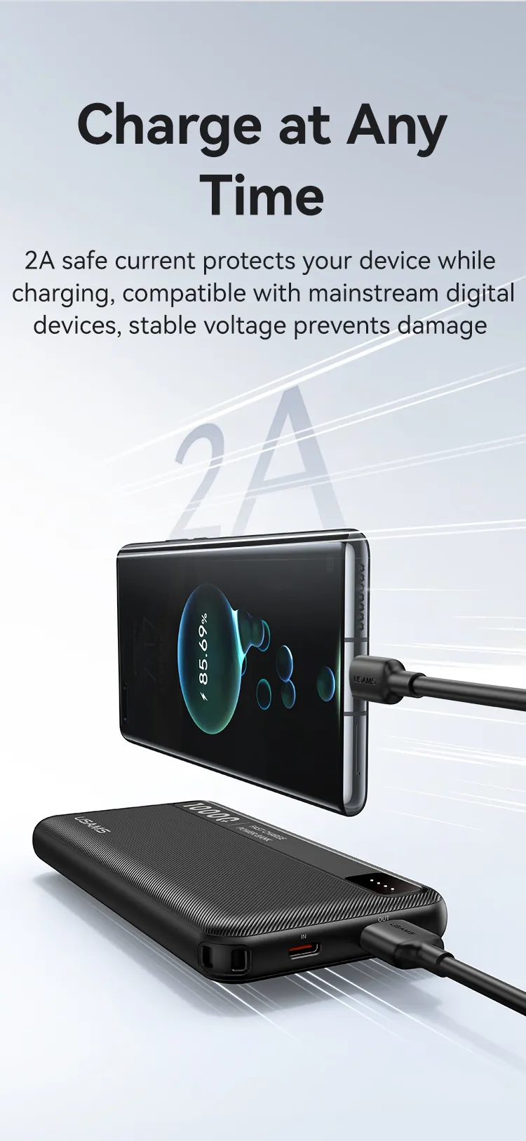 Pin sạc USAMS CD262 PB89 10000mAh 10W khi được đặt trong hộp