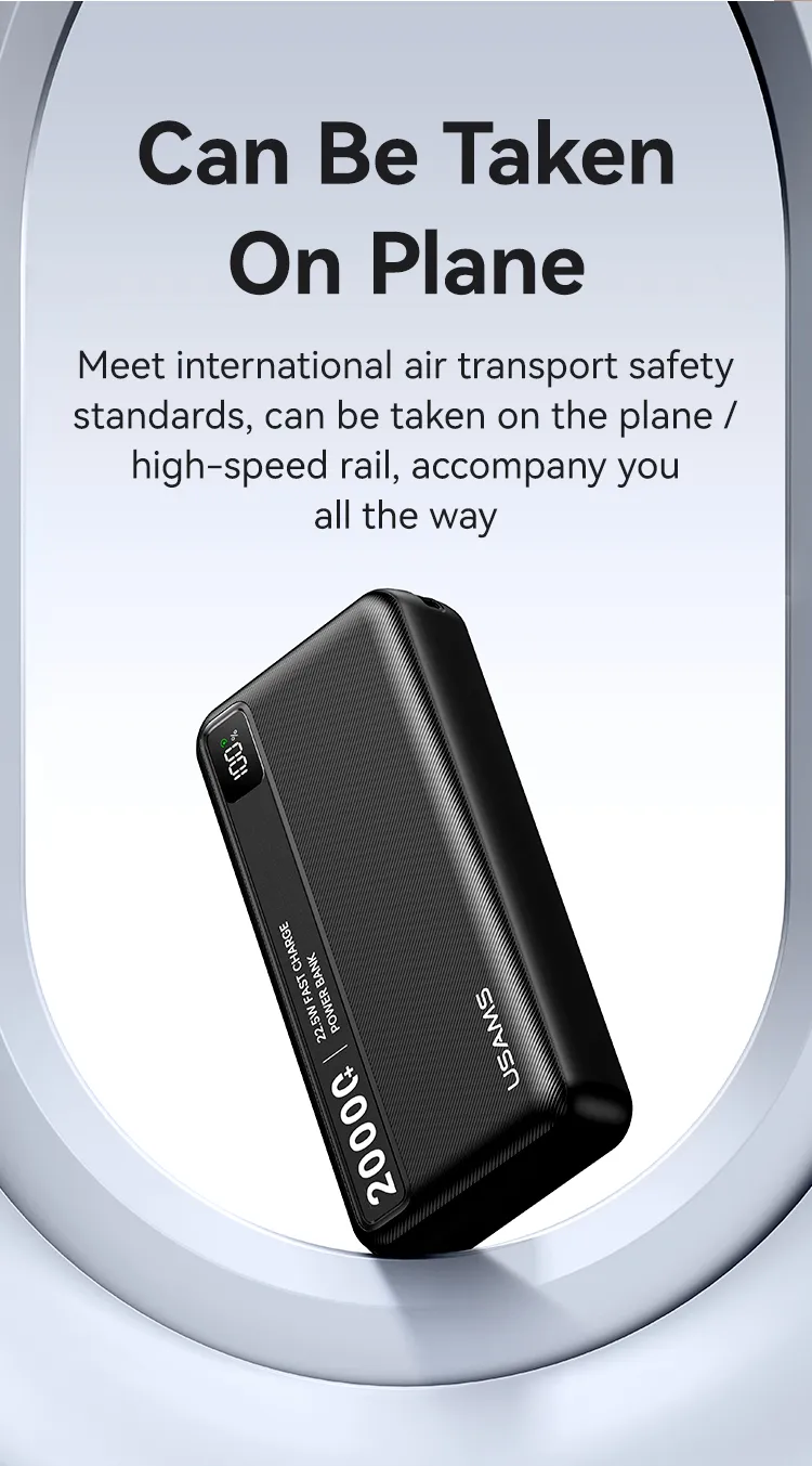 Pin sạc USAMS CD265 22.5W so sánh kích thước thực tế