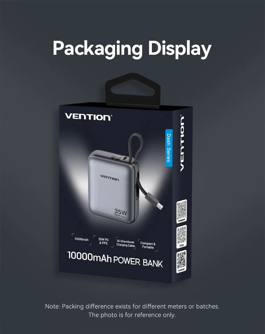 Trọn bộ pin sạc dự phòng Vention Dash FHE 10000mAh 35W chính hãng