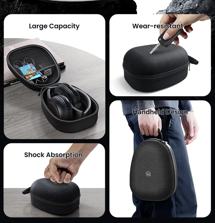 Túi đựng tai nghe USAMS ZB292 mở ra, thấy lớp lót mềm và ngăn lưới