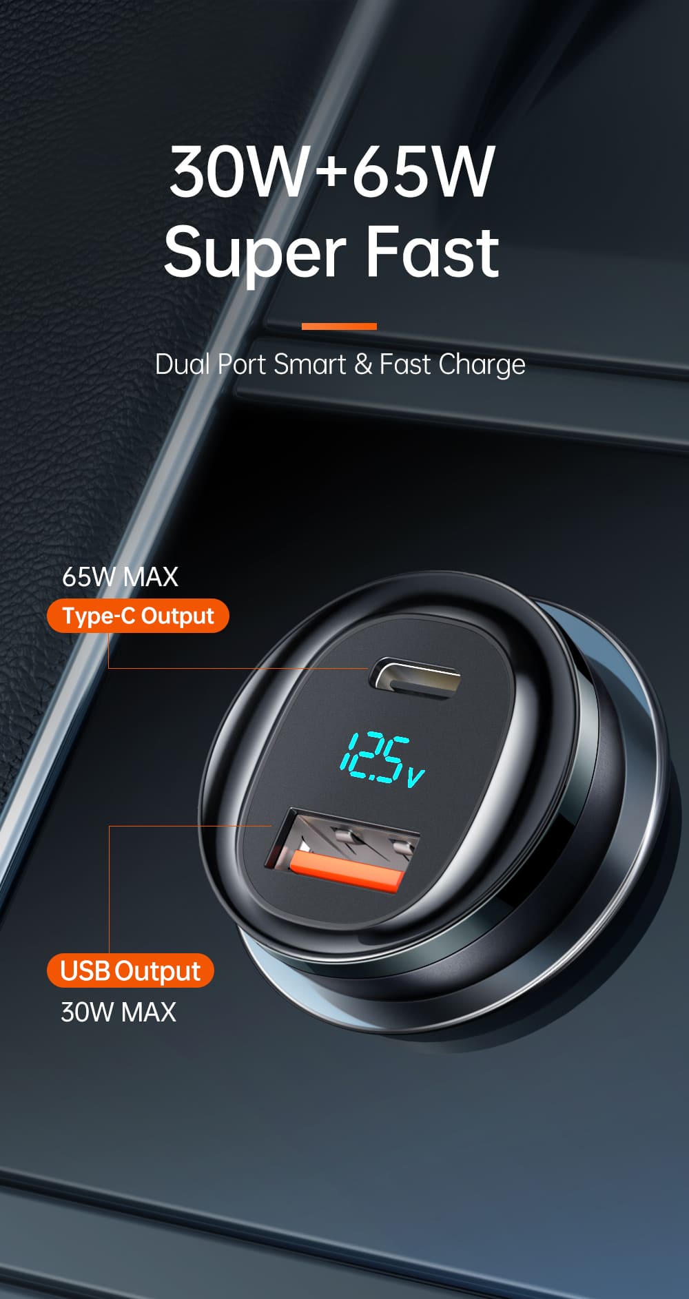 Thân máy bằng hợp kim nhôm cao cấp của tẩu sạc Mcdodo