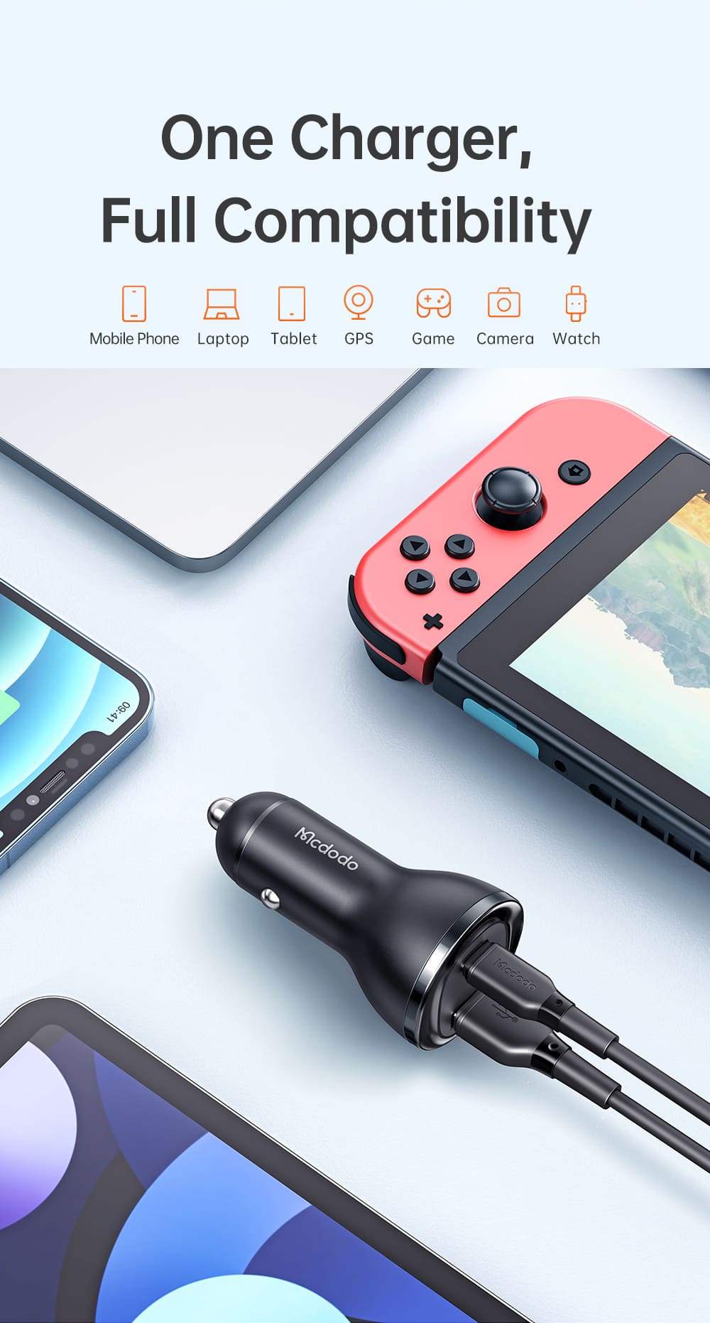 Logo Mcdodo và thông tin công suất in trên thân tẩu